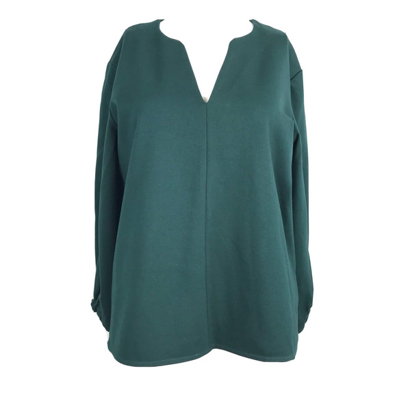 Club Monaco‎ Shirt Womens Sz XS Green V Neck Blouse Shirt Top Stretch Ponte Knit - Picture 1 of 10